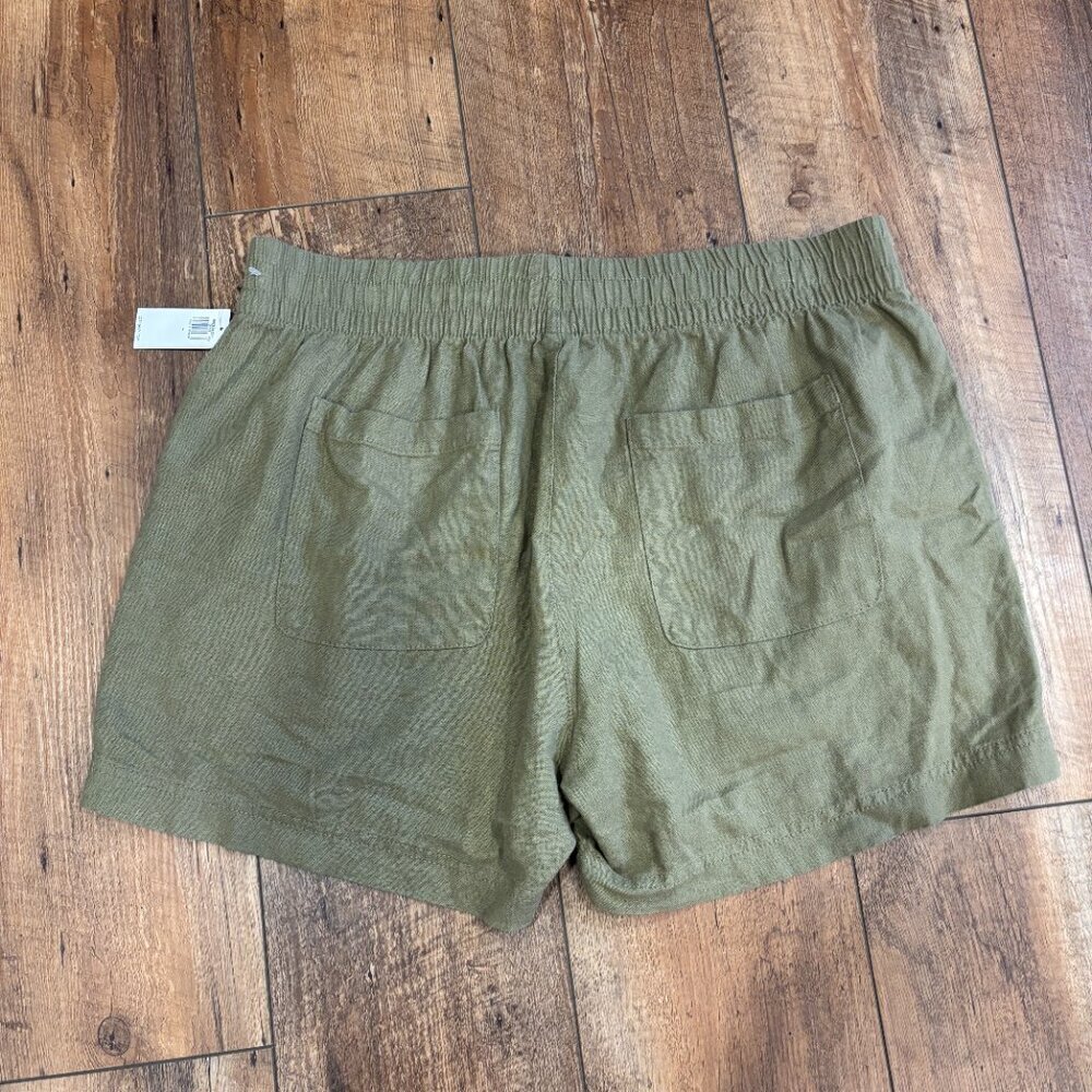 Old Navy Womens Size L Green High Waisted Linen Blend 3.5" Inseam Shorts NWT - Picture 7 of 10